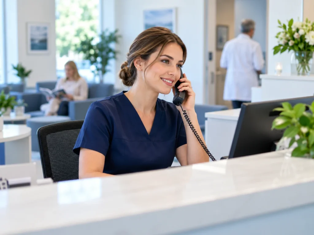 Telefonos egyeztetés a rendelő recepciójával